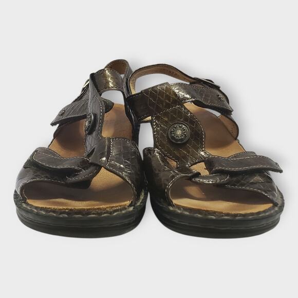 Finn Comfort Womens Adana Brown Patent Leather T-Strap Sandals Sz 7 - Picture 6 of 13